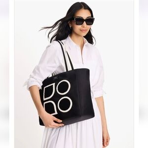 Kate Spade Black and White Graphic Tote Noel Terry Patch Large Tote With DustBag